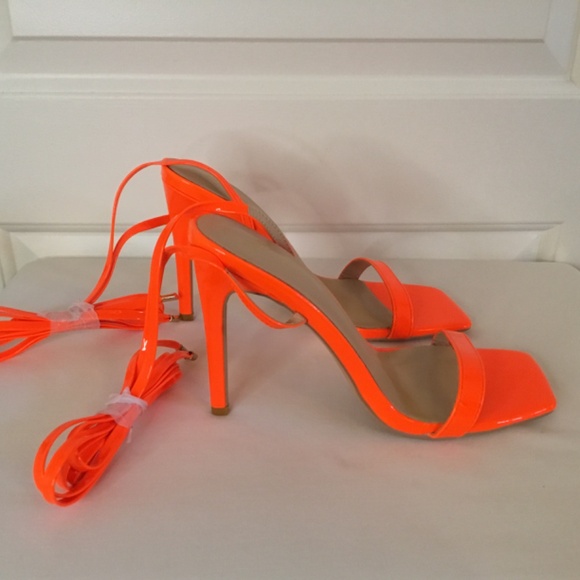 Women’s Strappy Lace Up Square Toe Stiletto Heel Sandals - Picture 5 of 7